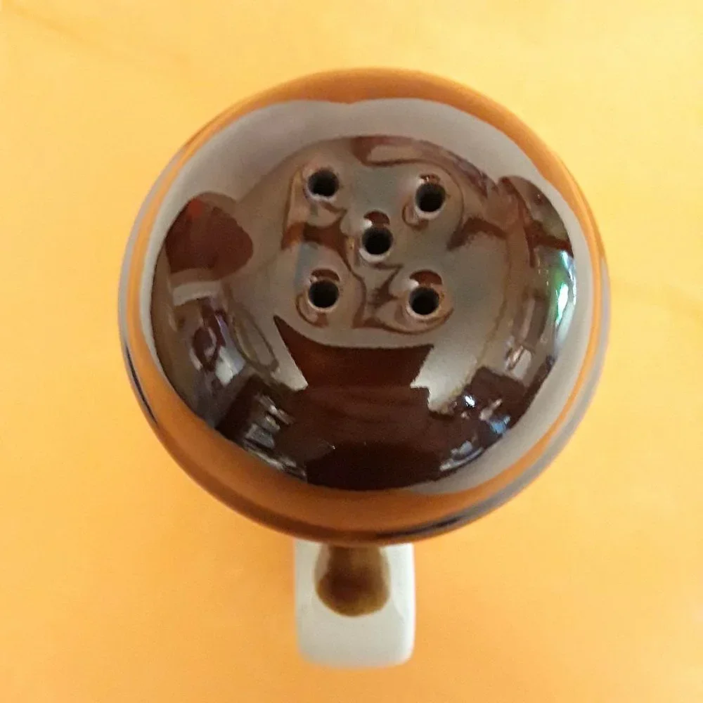 REPLACEMENT SALT OR PEPPER SHAKER - DRIP GLAZE CERAMIC - 5-HOLE TOP - 5.5